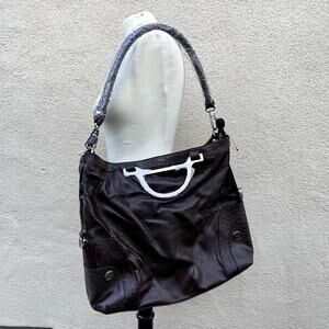 NEW Joy Mangano Faux Leather Designer Drop Bag Extra Large